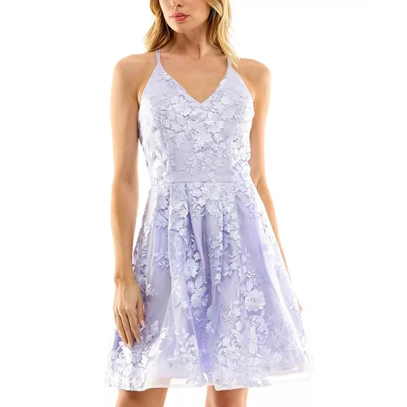 Bcx Dresses | Bcx Juniors' Embroidered Fit & Flare Dress | 13 Junior | Color: Purple | Size: 13j | Lavishhomegoods's Closet